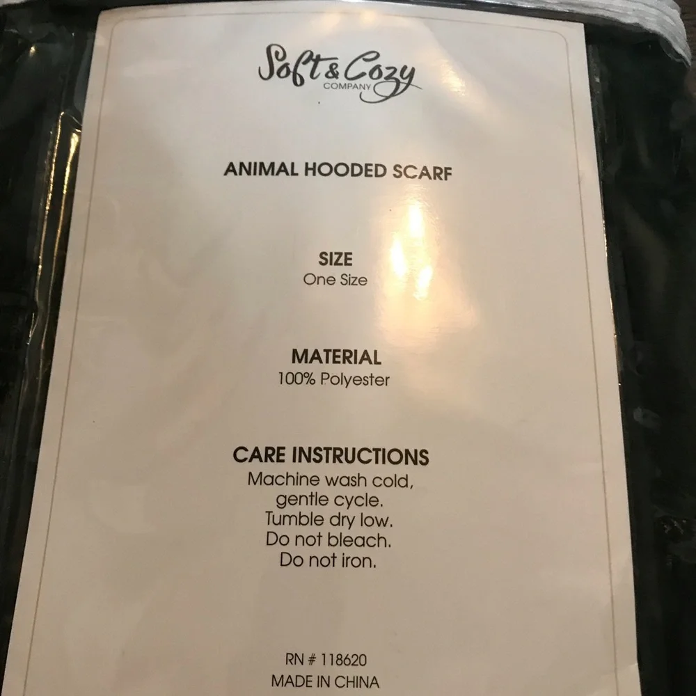 Soft & Cozy Animal‎ Hooded Scarf NIB